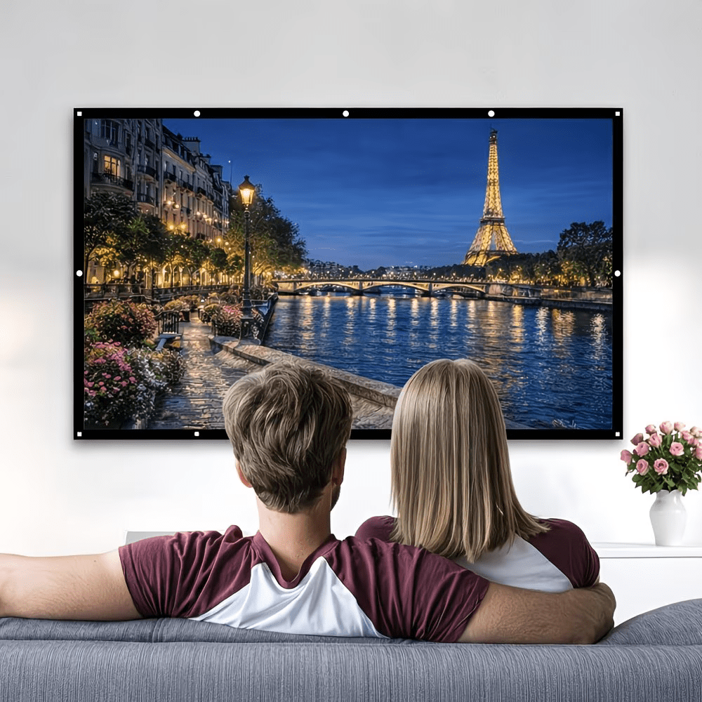 100 inch portable projector screen, foldable outdoor movie screen with 16:9 display, perfect for backyard movie nights and outdoor events. 3
