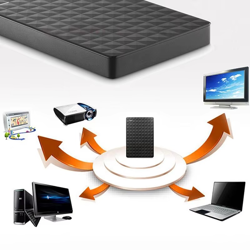 8TB external hard drive with USB 3.0, designed for PC and Mac, showcasing a compact and portable storage solution ideal for data backup and 5