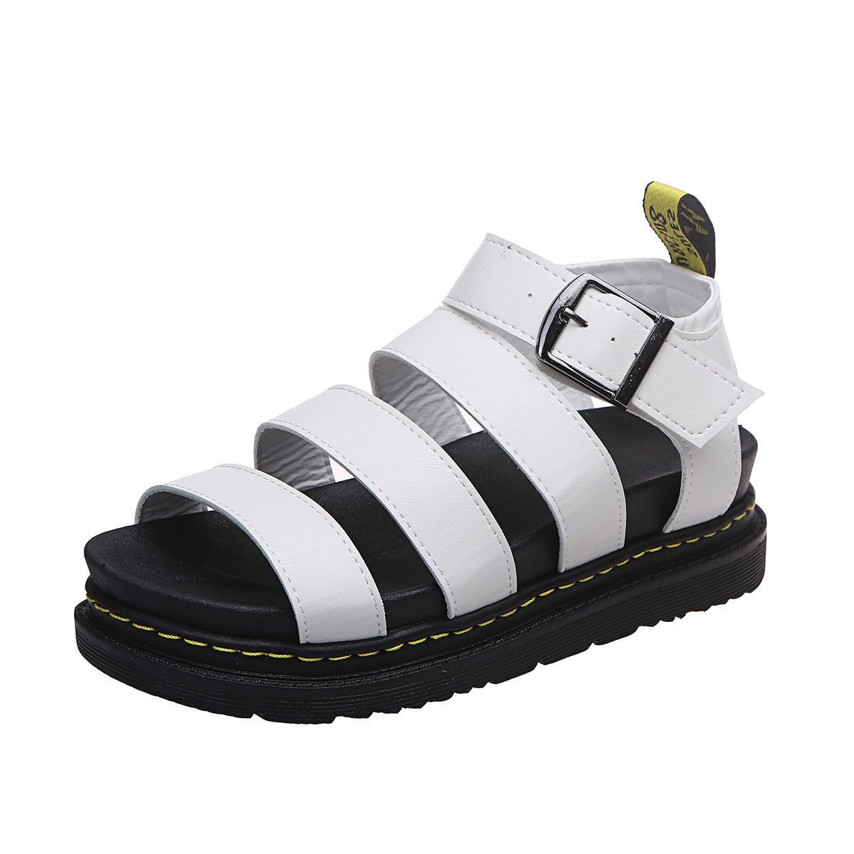 Chunky platform sandals for women featuring a black lightweight design with three adjustable ankle straps and a secure buckle, perfect for stylish comfort. 6