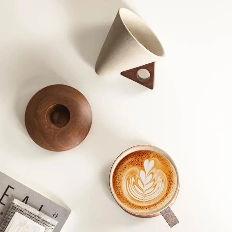 Conical Coffee Cup and Coaster Kitchen Set