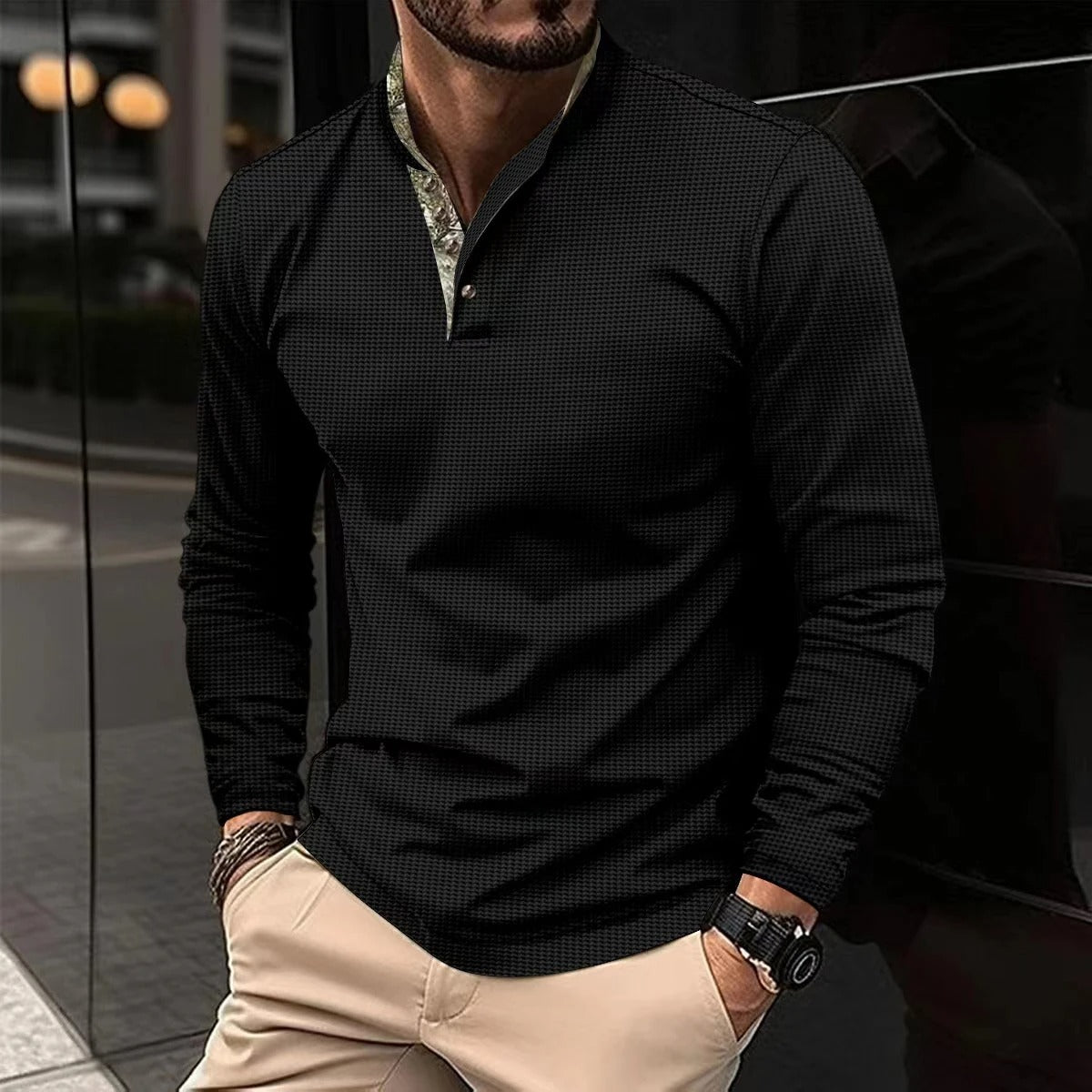 Men's polo shirt featuring a stylish colored collar, perfect for summer casual and business wear, combining comfort and versatility. 5