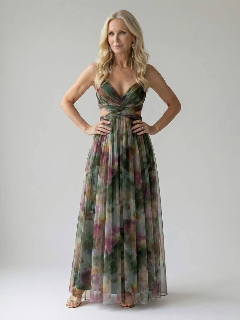 Soft wrap maxi dress featuring a lightweight sleeveless design and a flowing skirt, perfect for casual summer outings. 11