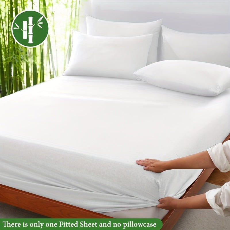 Bamboo fiber fitted sheet with deep pockets for breathable comfort, featuring cool moisture-wicking fabric ideal for a restful night's sleep. 8