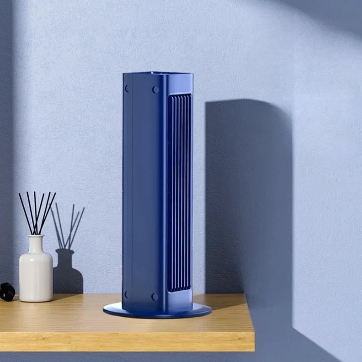 Bladeless rechargeable table fan with remote control, designed for quiet and cordless cooling, perfect for home or office use. 0