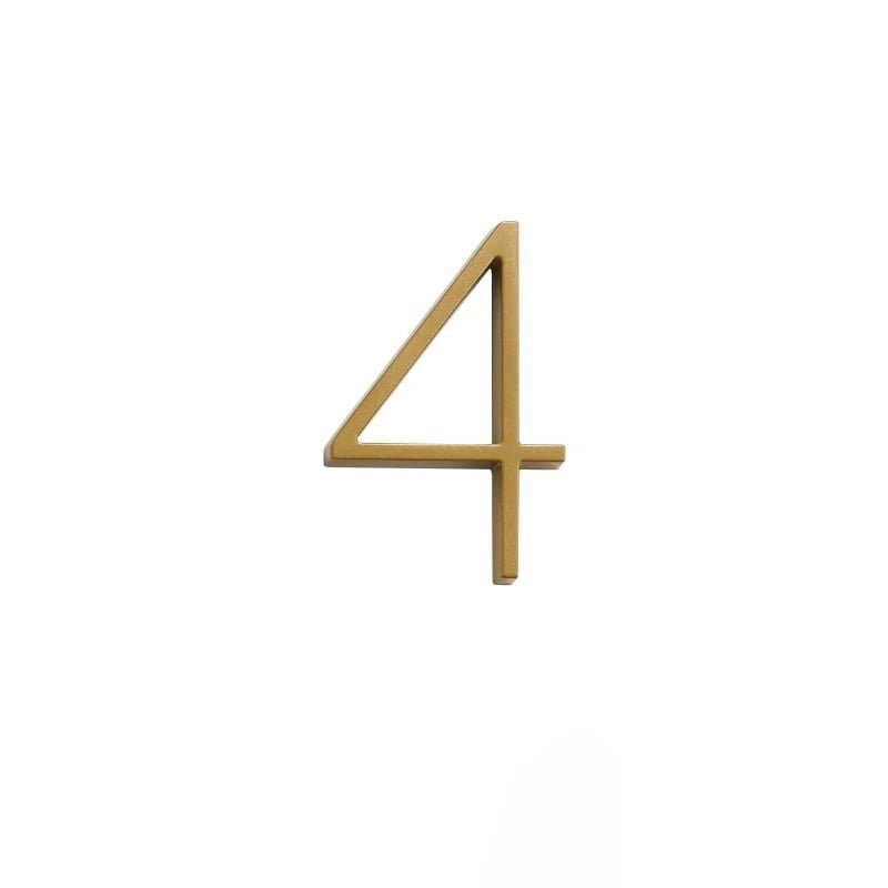 Elegant brass house numbers with a satin finish, designed for floating or flat installation, featuring a weather-resistant design for durability and style. 20