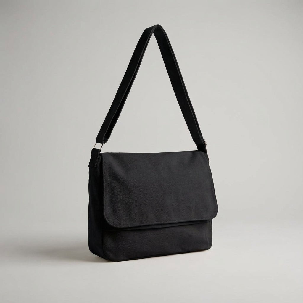 Canvas shoulder bag featuring an adjustable strap and spacious compartments, made from durable cotton polyester, ideal for everyday use and travel. 4