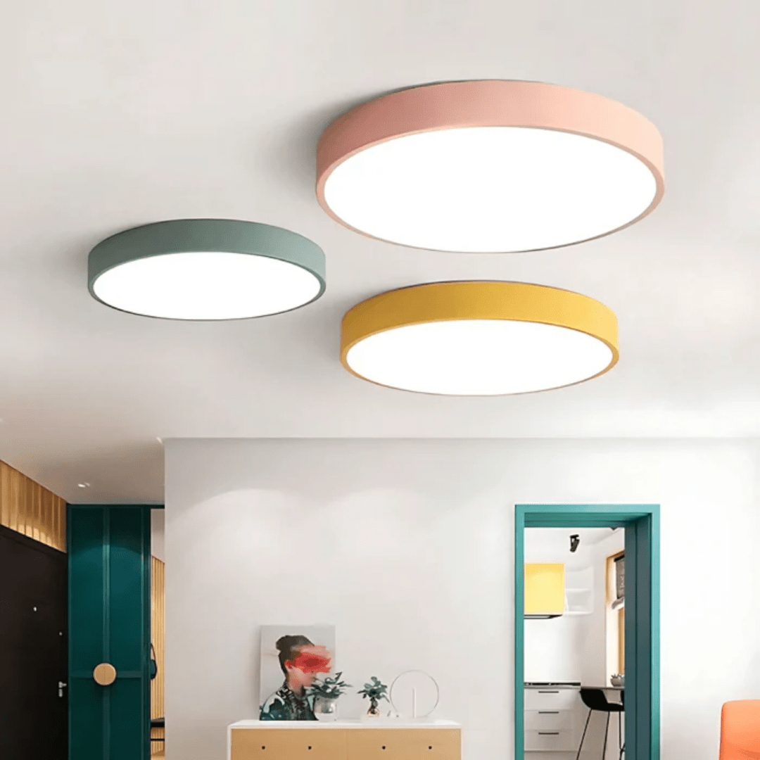 Ceiling Lamp with Flat Diffuser and Disc Frame