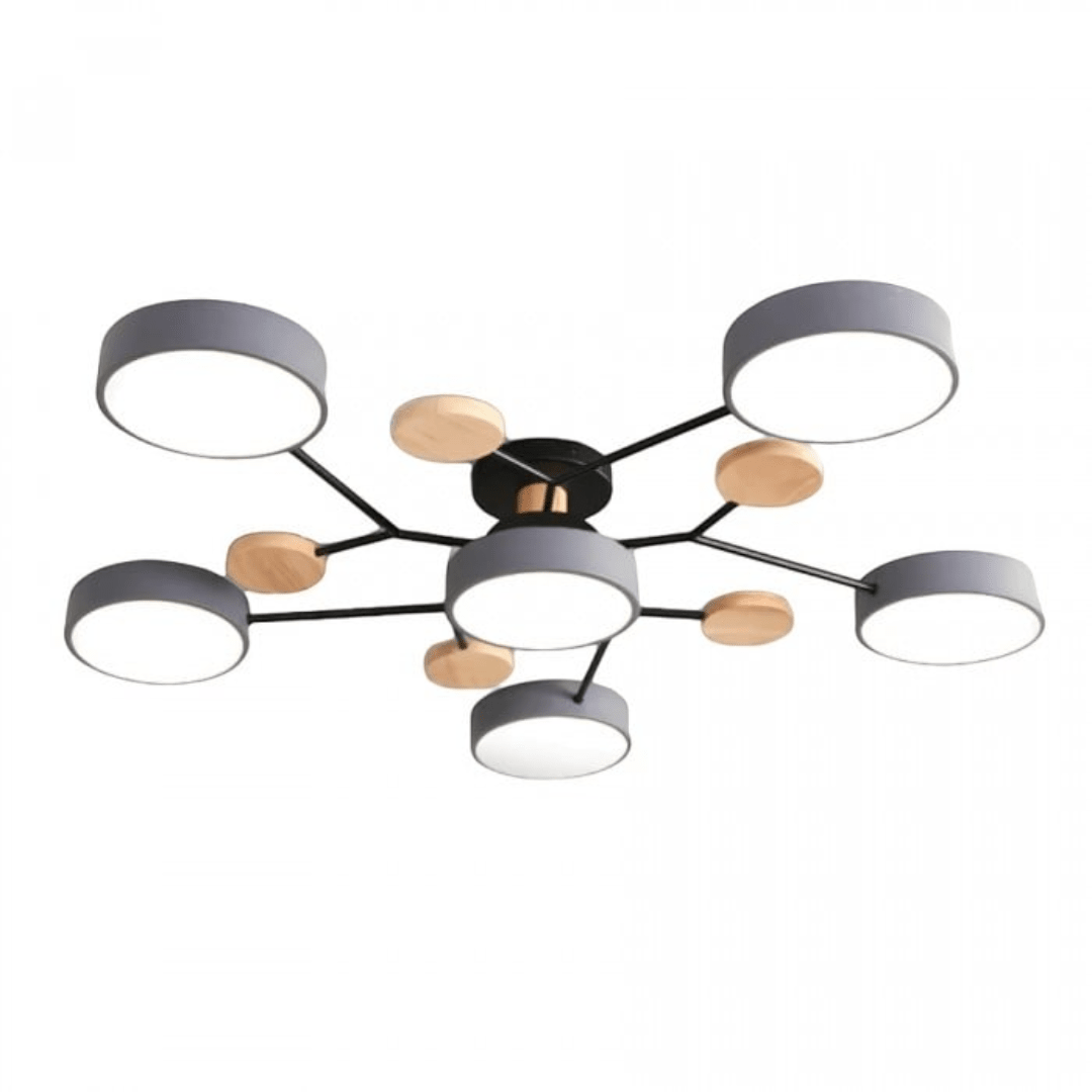 Ceiling Lamp with Radial Arms and Disc Light Heads