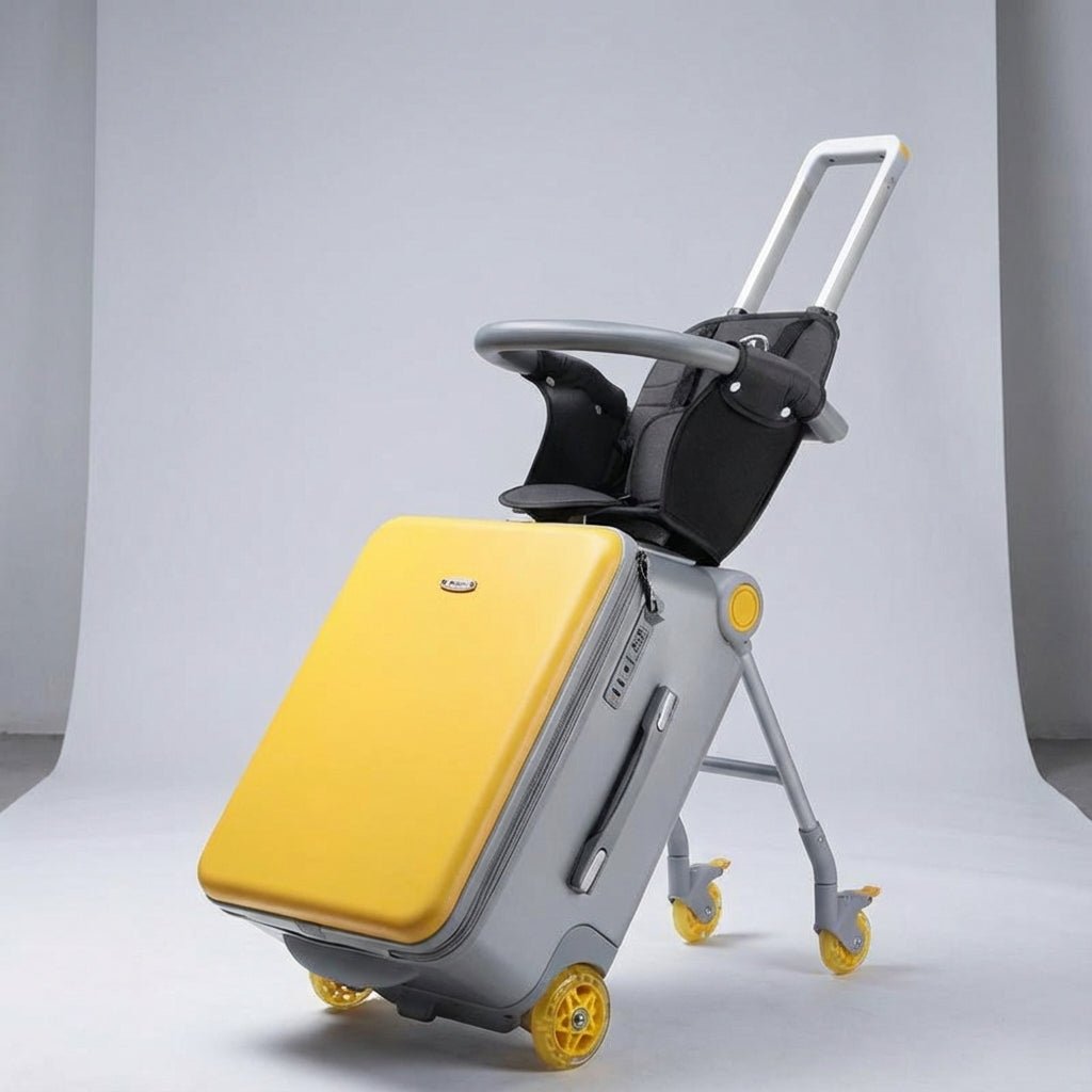 Children's ride-on suitcase featuring a durable, lightweight design, equipped with a comfortable seat and ample storage space for toys and travel essentials. 6