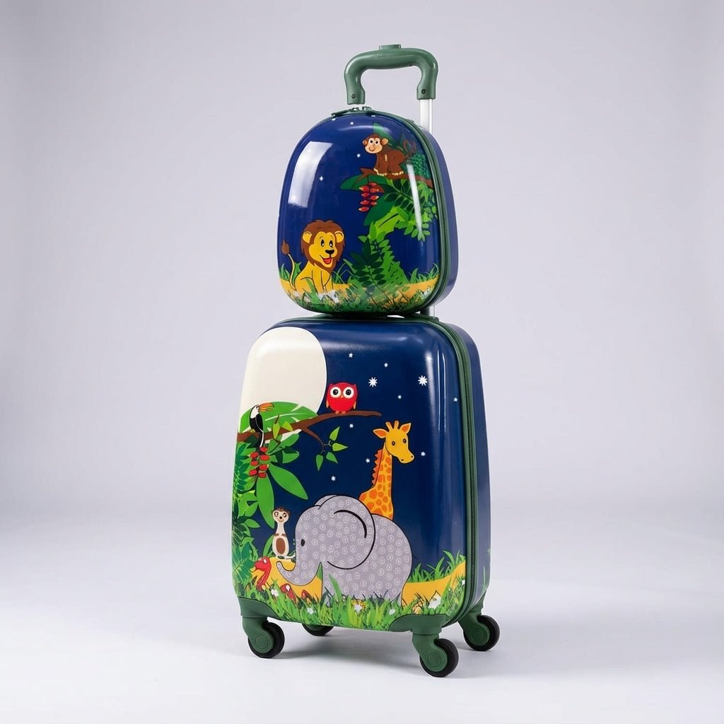 Children's travel set featuring a lightweight suitcase and matching backpack, made from durable ABS hard shell material, equipped with multi-directional wheels for easy maneuverability 4