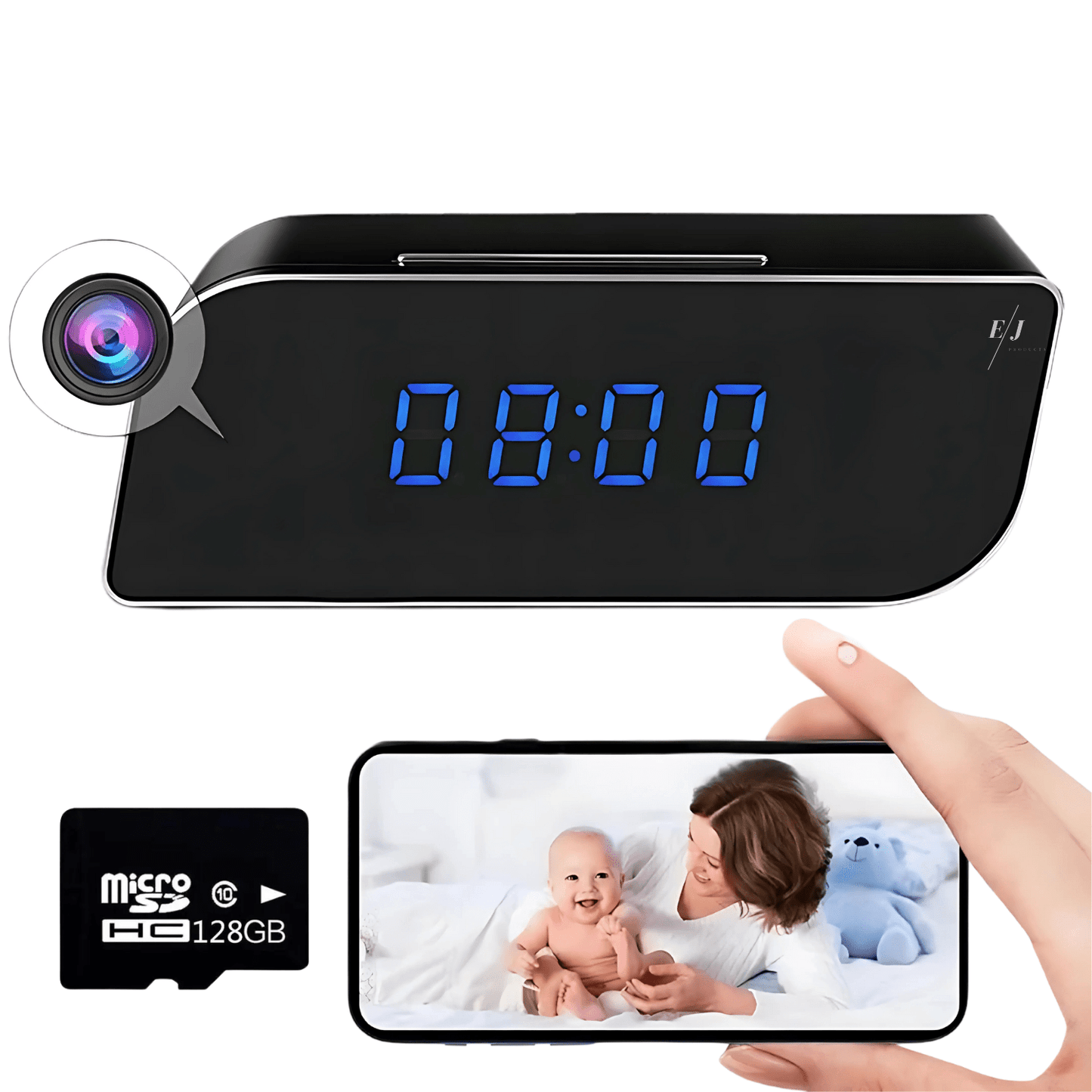 Digital Alarm Clock with Hidden HD Camera and Night Vision – Smart Motion Detection Surveillance Device 4