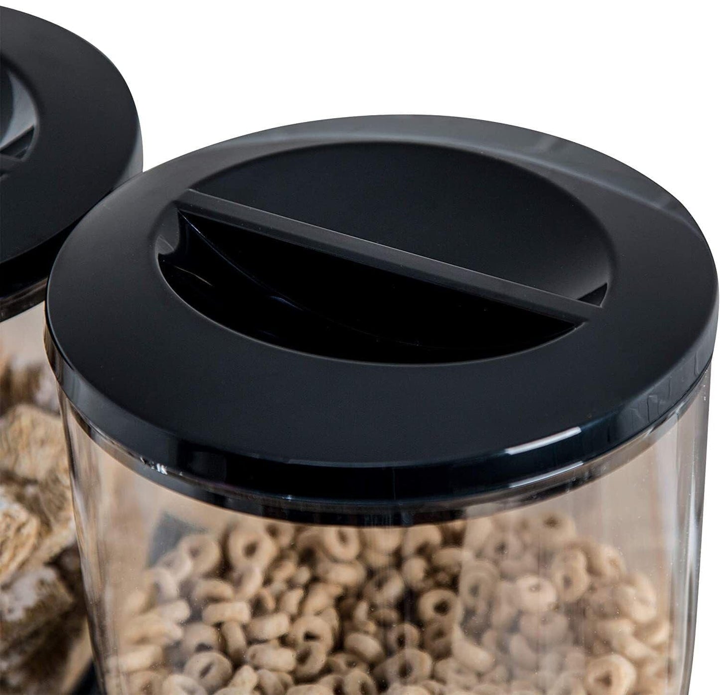 Double Cereal Dispenser with Portion Control featuring durable acrylic storage, perfect for organizing cereals and snacks in the kitchen. 9