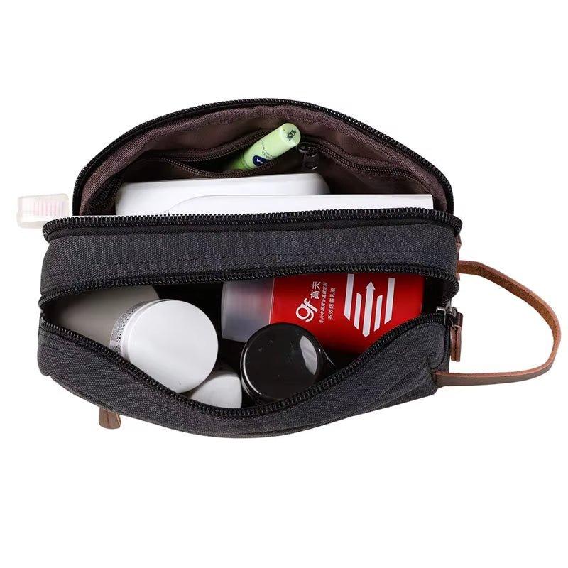 Double Compartment Toiletry Bag with Waterproof Lining – Durable Canvas Travel Organizer for Men and Women 4