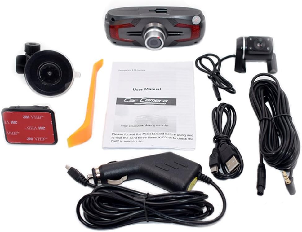 Dual camera dash cam for car featuring 170° wide angle lenses and full HD recording, providing comprehensive front and rear coverage for enhanced safety and security on 3