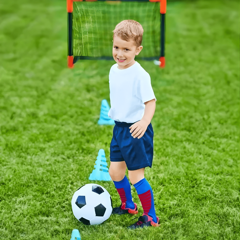 Durable PU soccer ball for training and match play, available in sizes 3, 4, and 5, featuring a vibrant design for enhanced 4