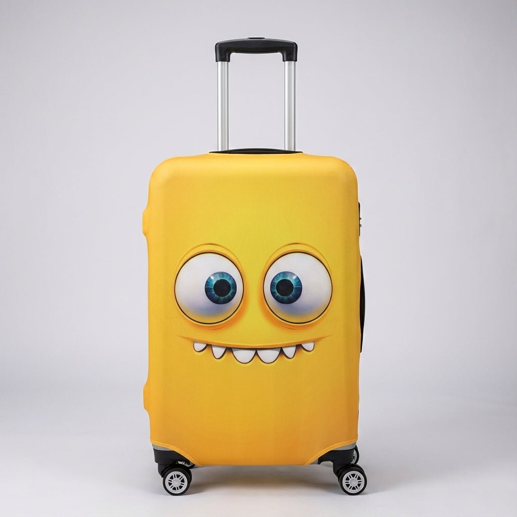 Elastic luggage cover for suitcases 46-81 cm, featuring a cheerful print design, stretchable protection, and machine washable material for durable travel safety 12