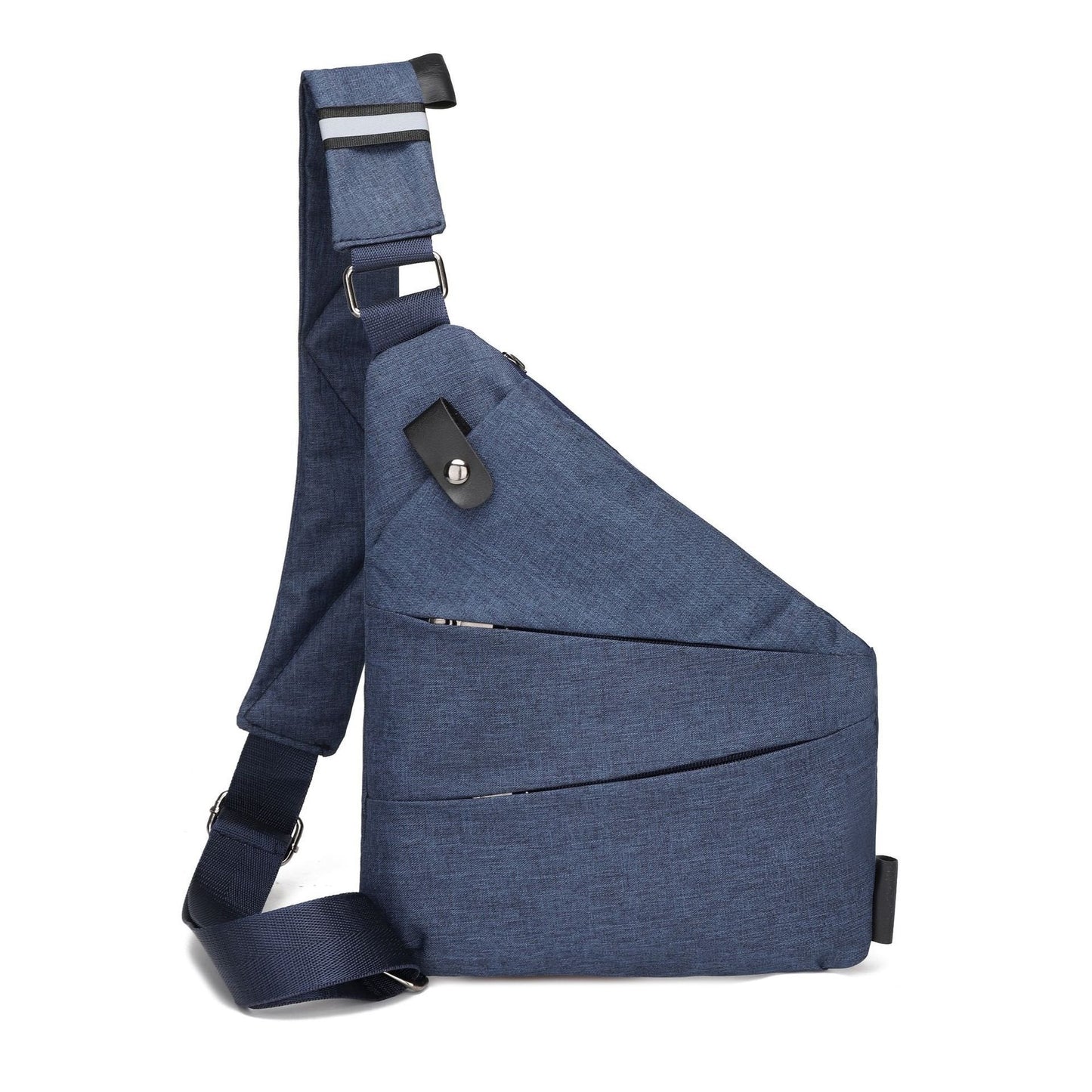 Ergonomic sling bag designed for both women and men, featuring a non-slip fit and made from water-repellent Oxford fabric, showcasing a slim 5