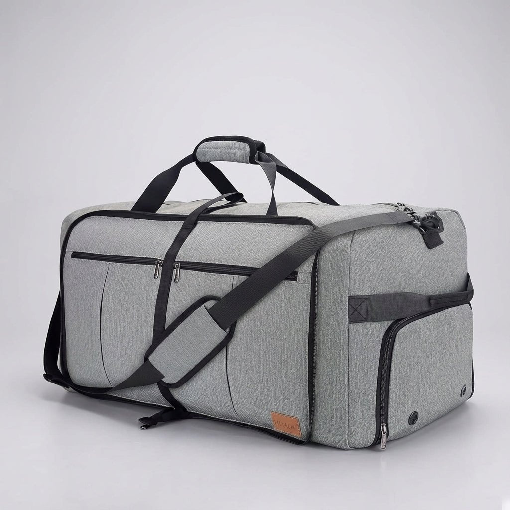 Foldable Duffel Bag with Ventilated Shoe Compartment – Water-Repellent 600D Polyester – Extra Large Travel Capacity 4