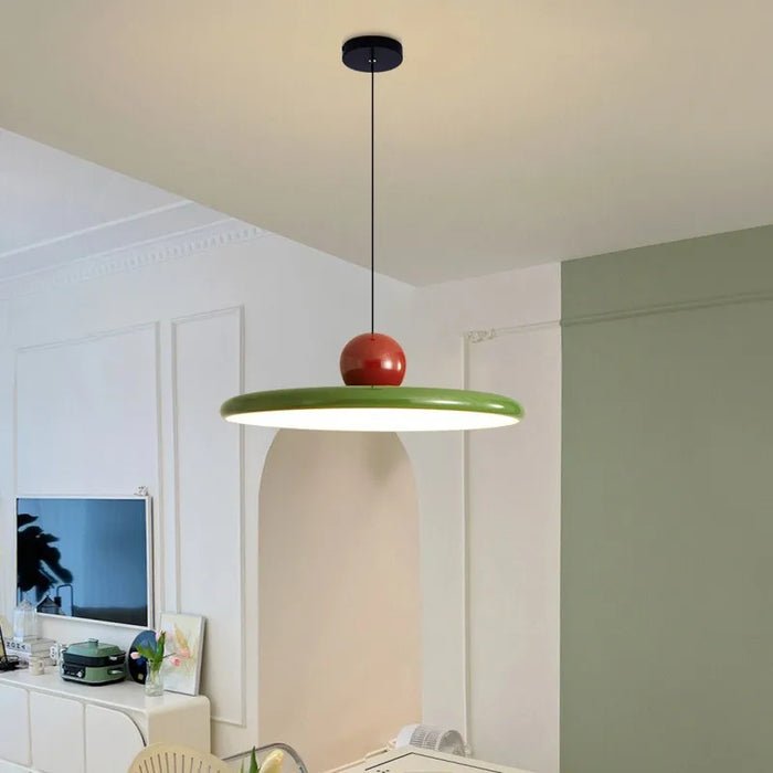 Glass pendant lamp featuring a modern Scandinavian design with a cream finish, providing soft ambient lighting, 30cm diameter. 5