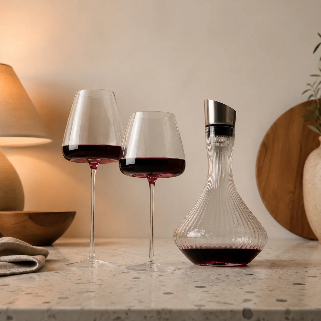 Handmade lead-free crystal wine glasses set featuring elegant clear stemware, perfect for serving red, white, and champagne. 0