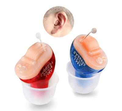 Invisible rechargeable hearing aids with volume control, designed as CIC mini hearing amplifiers for discreet and effective sound amplification. 3