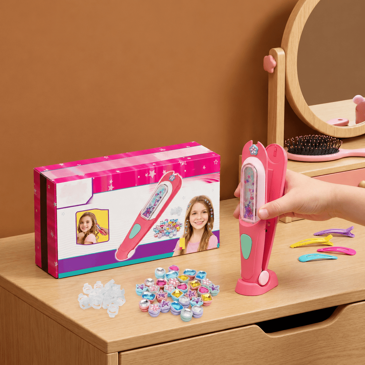 Kids Hair Gem Styling Kit with Reusable Rhinestones
