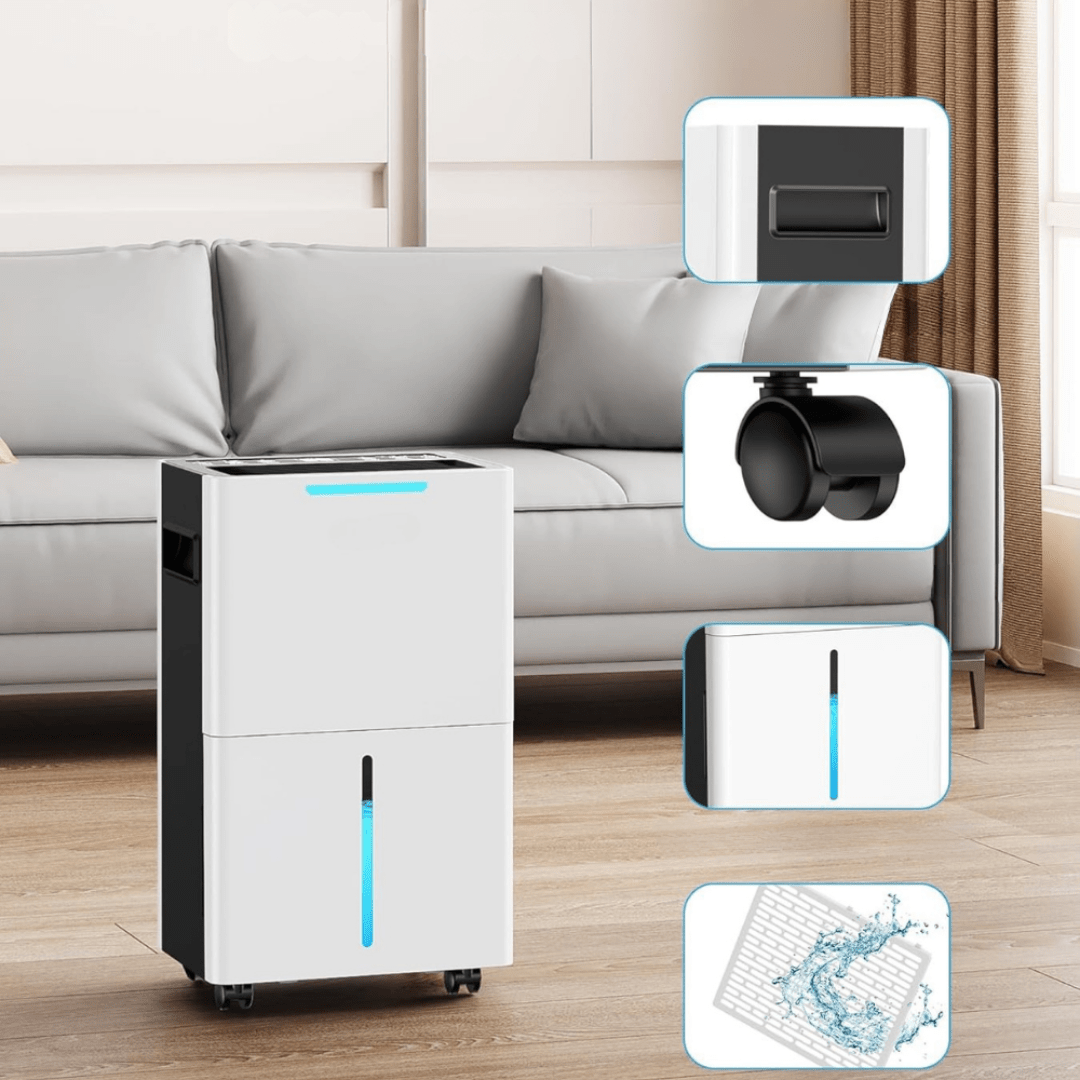 Large Capacity Dehumidifier with Smart Control and Flexible Drainage - Portable Quiet Dehumidifier for Bedroom and Home