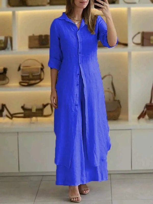 Linen two piece set featuring a relaxed fit, perfect breathable casual outfit for women, ideal for warm weather and stylish comfort. 6