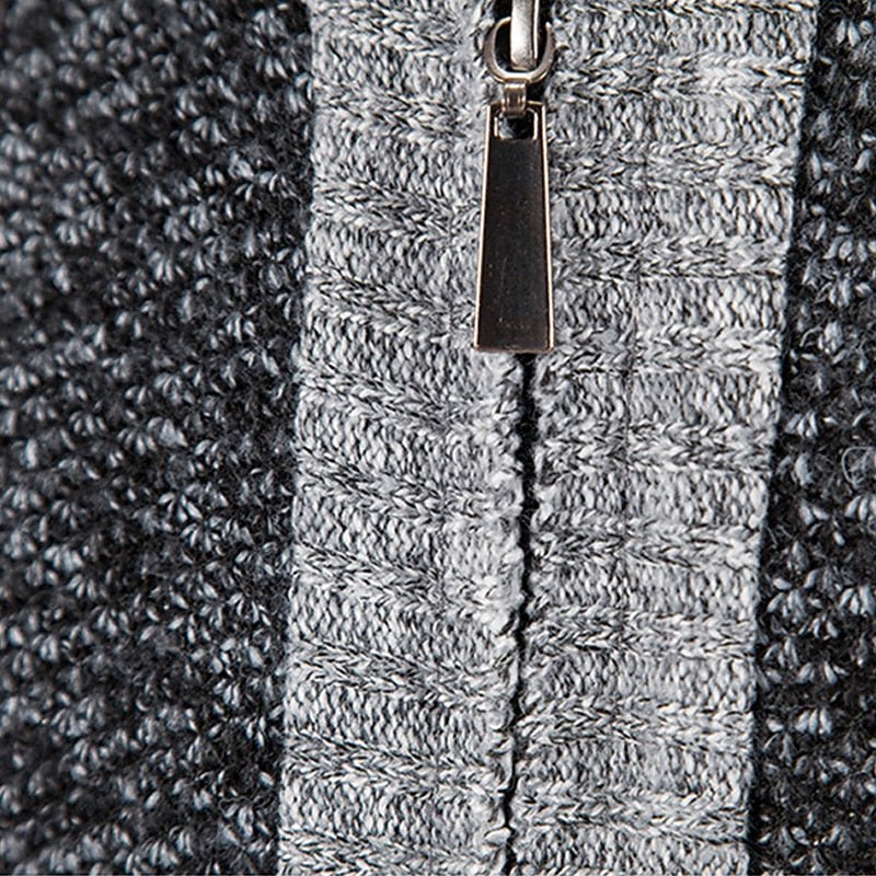 Men's cardigan with zipper closure, crafted from warm wool-like fabric, ideal for modern layering in cool weather. 6