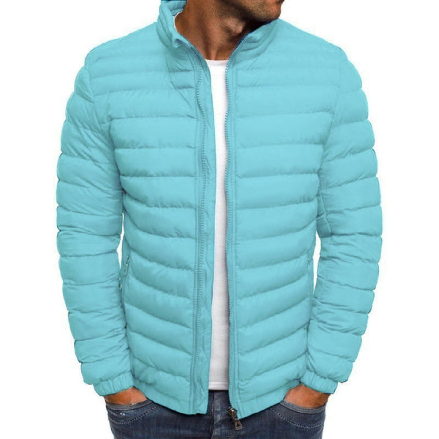 Men's down jacket featuring water-repellent nylon, designed for cold weather with a stylish and comfortable fit, perfect for winter outerwear. 5