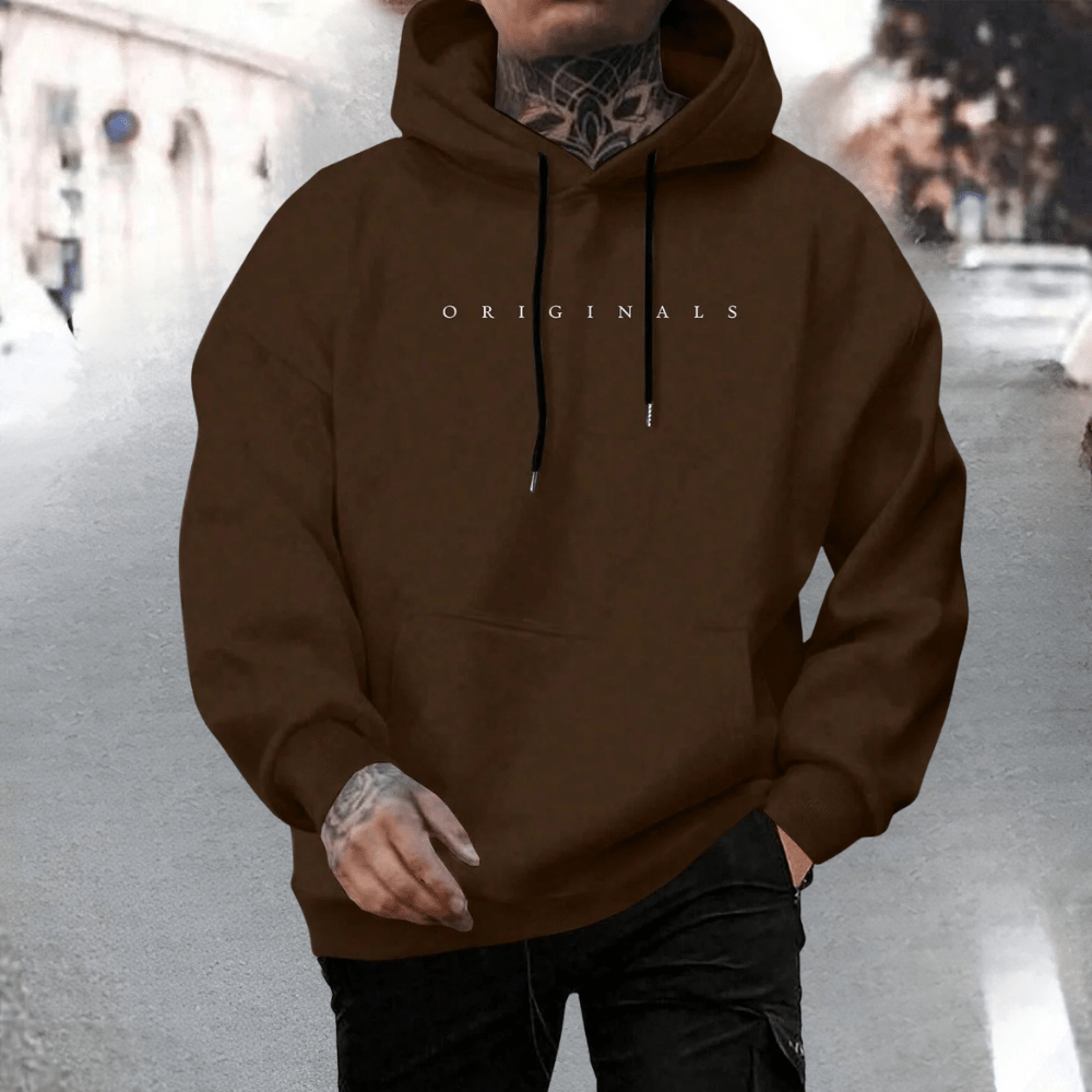 Men's oversized cotton hoodie featuring an adjustable hood and front pocket, ideal for casual wear and comfort. 9