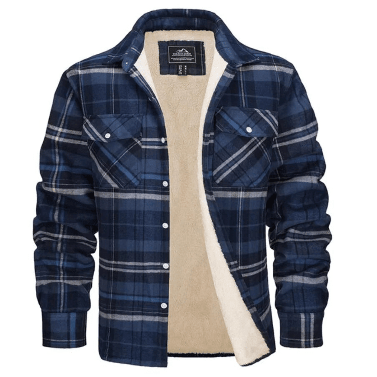 Men's Sherpa-Lined Plaid Jacket with Button-Down Front and Two Chest Pockets for Ultimate Comfort and Style 12