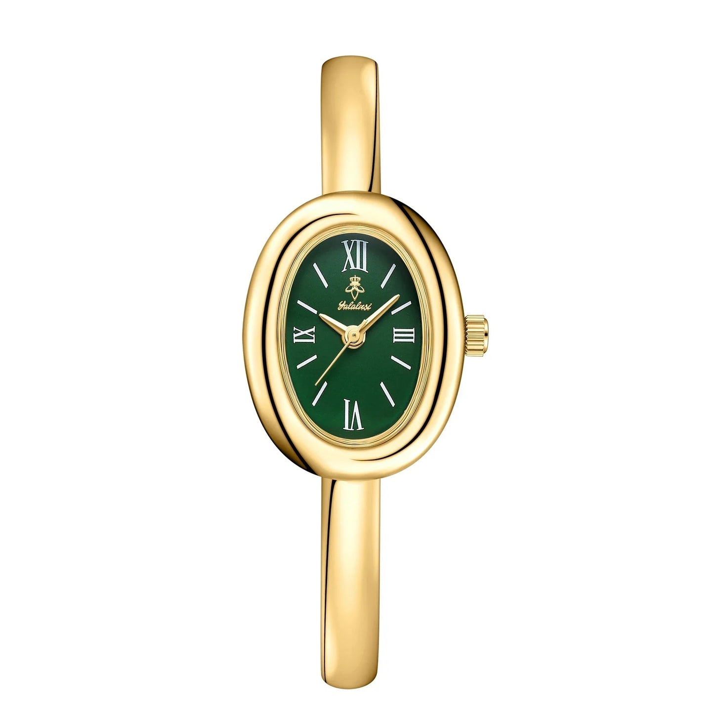 Minimalist women's watch featuring a golden glow dial and sleek stainless steel bracelet, perfect for everyday elegance. 8