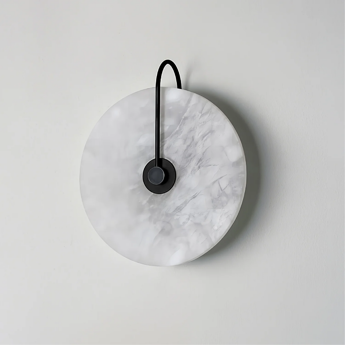Modern LED wall lamp featuring a sleek golden arm and a stylish marble shade, perfect for minimalist home decor and elegant lighting solutions. 8