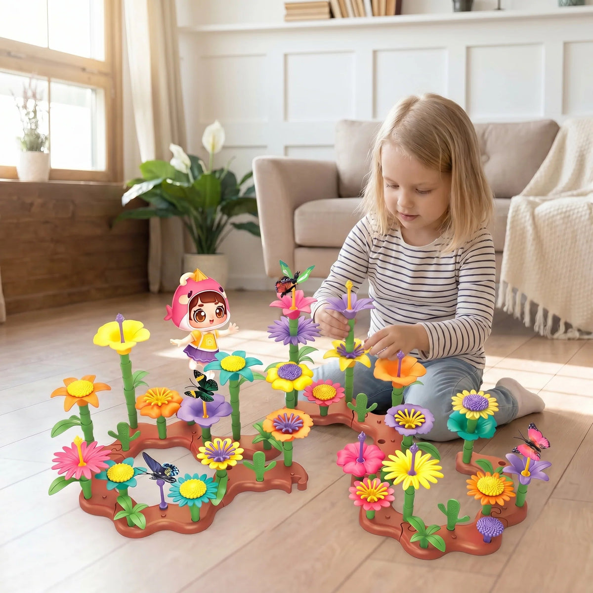 Montessori Flower Building Set for Kids featuring vibrant, colorful pieces designed to enhance hands-on learning and fine motor skills, perfect for creative play and educational development 5