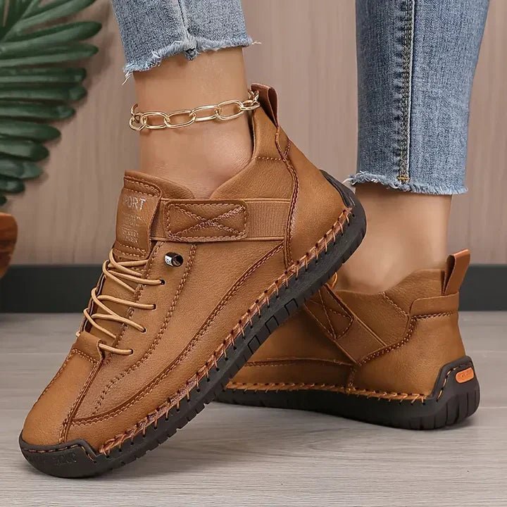 Orthopedic sneakers featuring shock-absorbing EVA soles, designed for comfort with a wide fit and made from premium leather, perfect for easy slip-on wear 9