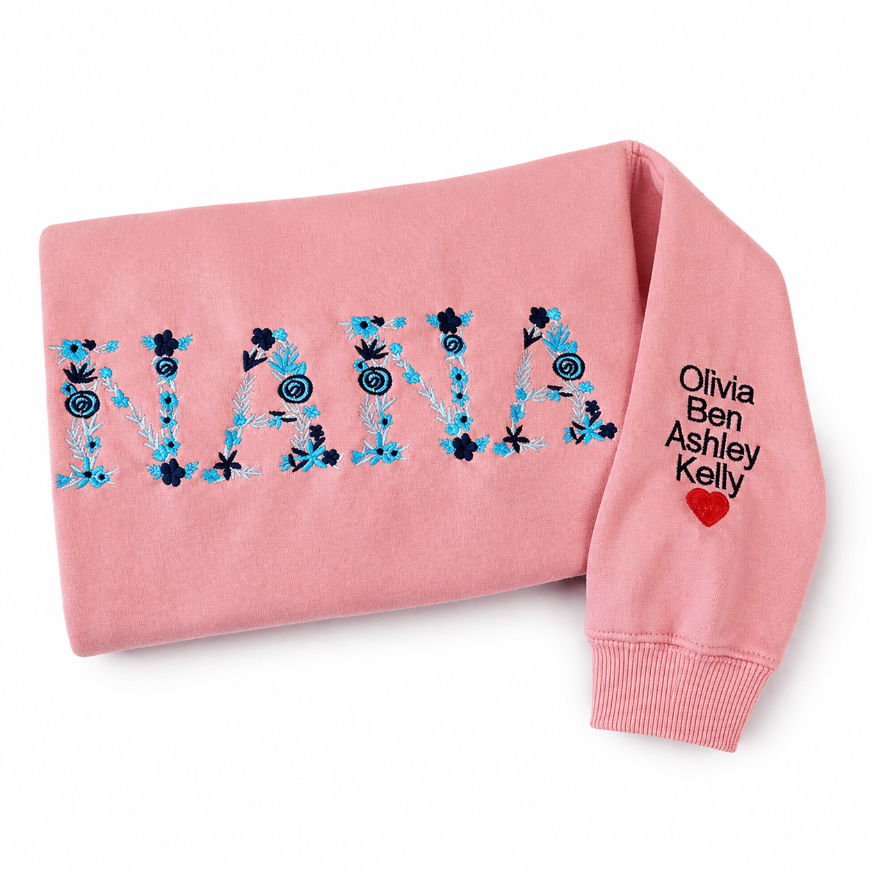 Personalized Floral Embroidered Sweatshirt featuring custom name design, perfect keepsake hoodie for unique style and comfort. 4
