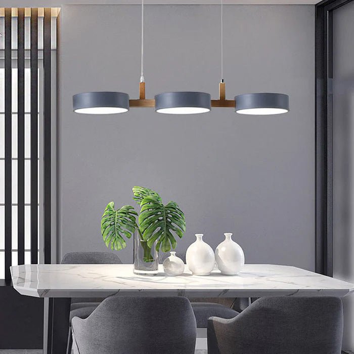 Scandinavian hanging lamp featuring a modern minimalist design with metal and wood accents, perfect for stylish home décor. 11
