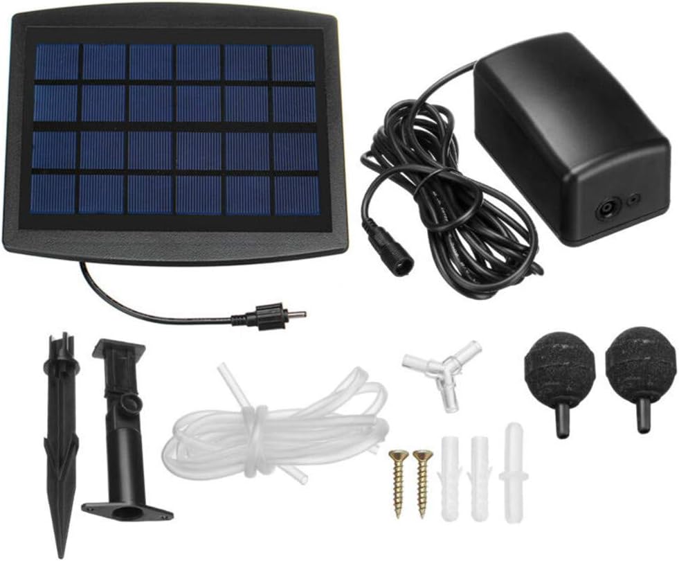 Solar Air Pump Kit featuring a 2.5W adjustable solar panel and built-in battery, ideal for ponds and aquariums, promoting aeration 6