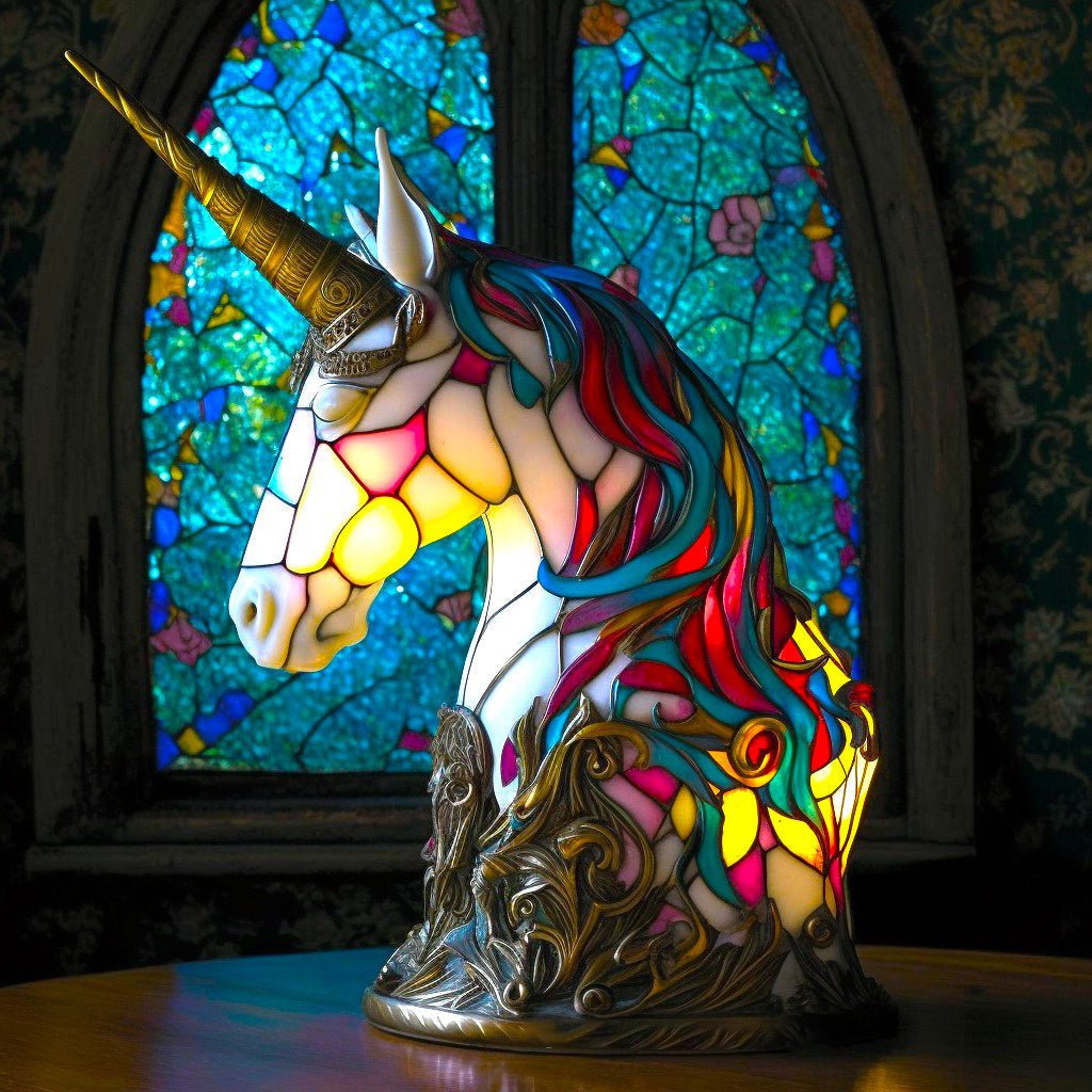 Stained Glass Table Lamp with Warm LED Light – Minimalist Animal Design for Bedroom and Living Room 15