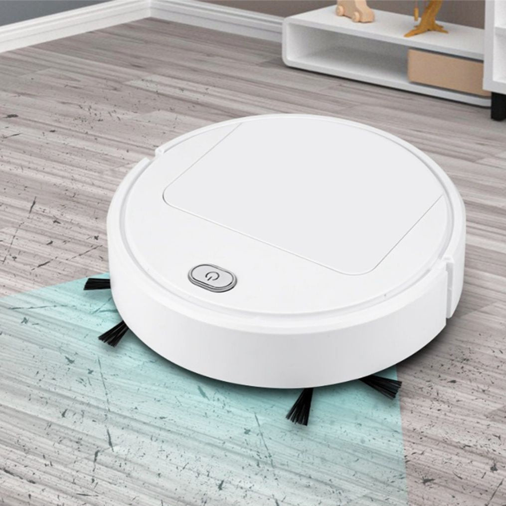 Vacuum cleaner robot with HEPA filter, designed for automatic cleaning on wood, tile, and carpet surfaces; features a compact design for easy maneuverability 5