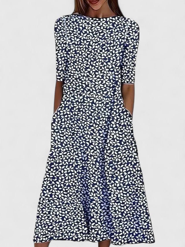 Womens Midi Dress with Floral Print and Stretchable Fabric – Easy Care Summer Style in Plus Size 2
