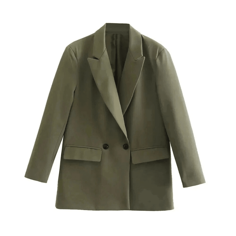 Women's oversized blazer in black and white, featuring a contemporary chic style perfect for versatile wear in any occasion. 4