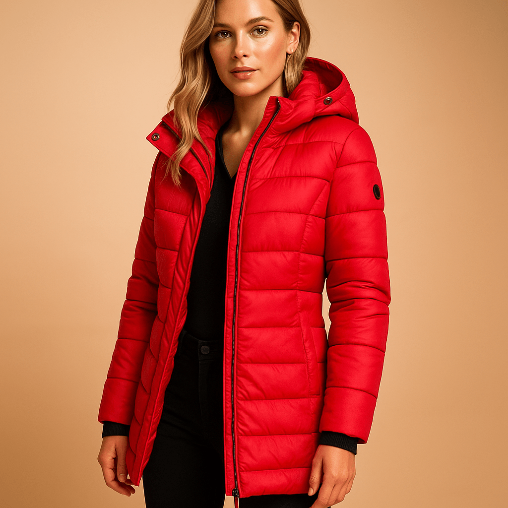Women's lightweight puffer jacket featuring down insulation, a stylish quilted design, and perfect for casual winter wear. 4
