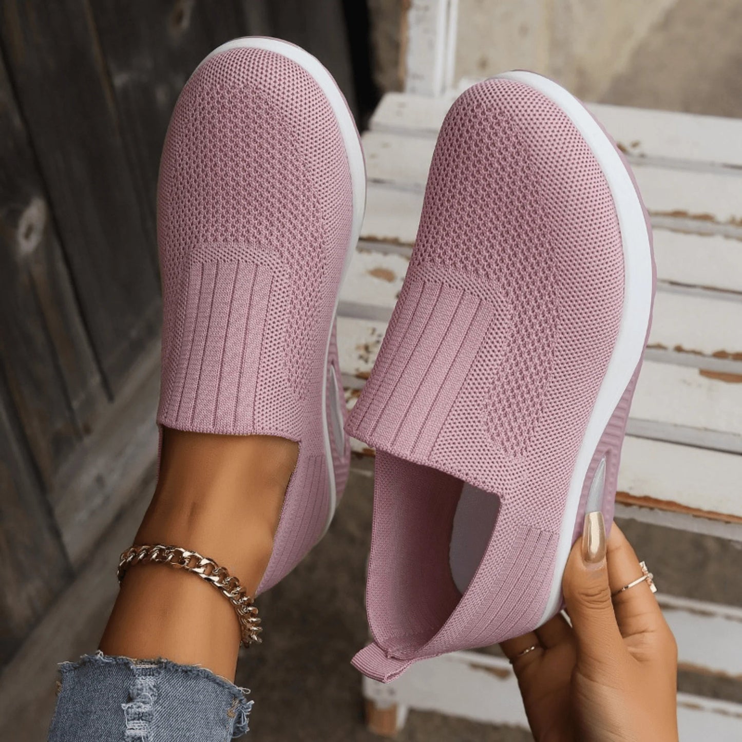 Women's slip-on sneakers in white, featuring a breathable design and flexible support, perfect for sporty minimalist style. 6