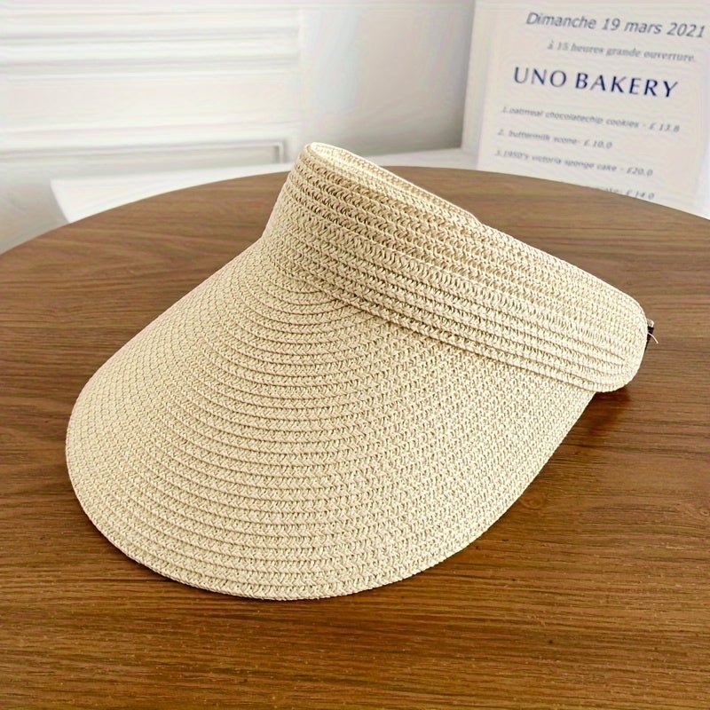 Women's sun visor with a wide brim for UV protection, featuring an adjustable and lightweight foldable design, perfect for outdoor activities and sunny days. 8