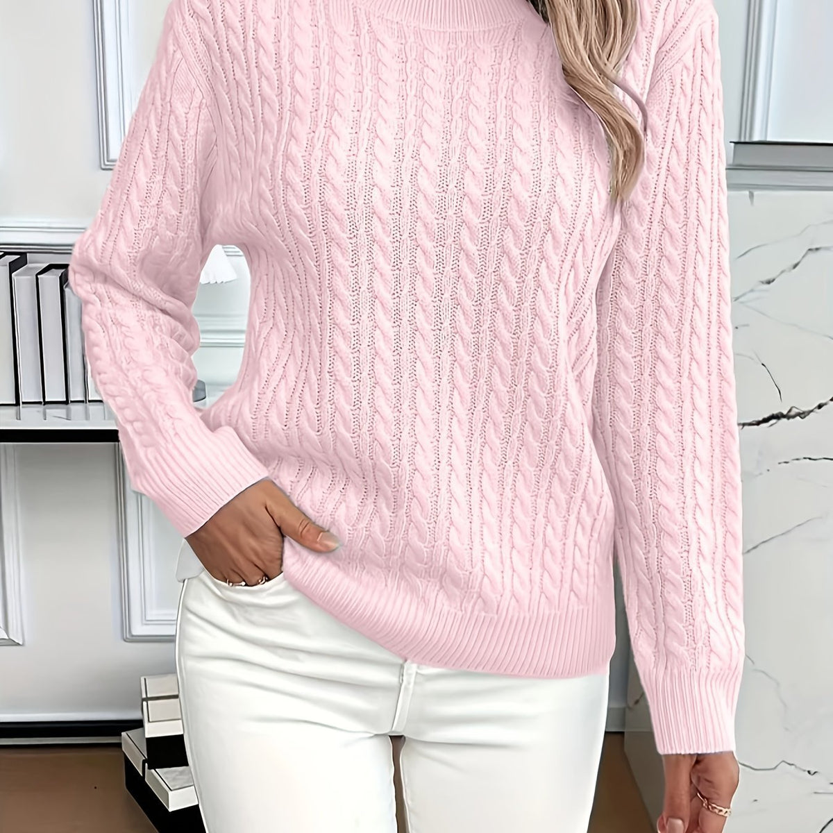 Elegant women's sweater featuring a twist neckline, long sleeves, and a solid color design, perfect for stylish layering in cooler weather. 12