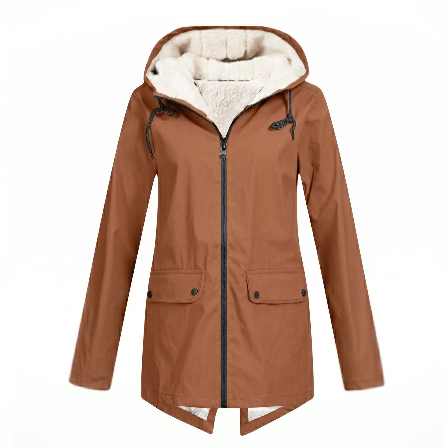 Women's waterproof rain jacket featuring an adjustable hood, designed for windproof and breathable comfort, perfect for everyday wear in all weather conditions. 7