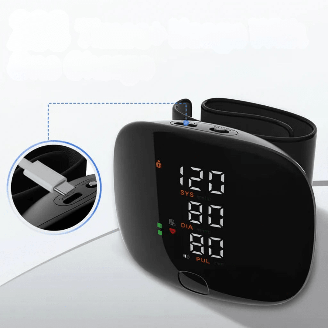 Wrist Blood Pressure Monitor with USB Rechargeable Digital Display – Automatic Home Health Check