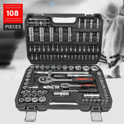 108-Piece Socket Tool Set with Chrome-Vanadium Steel – Comprehensive Deep Socket Wrench Kit with Ratchets and Extensions 6